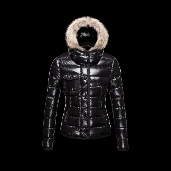 Moncler Moda pelliccia staccabile Cap Slim nero Donna Coats uscita